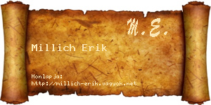 Millich Erik névjegykártya